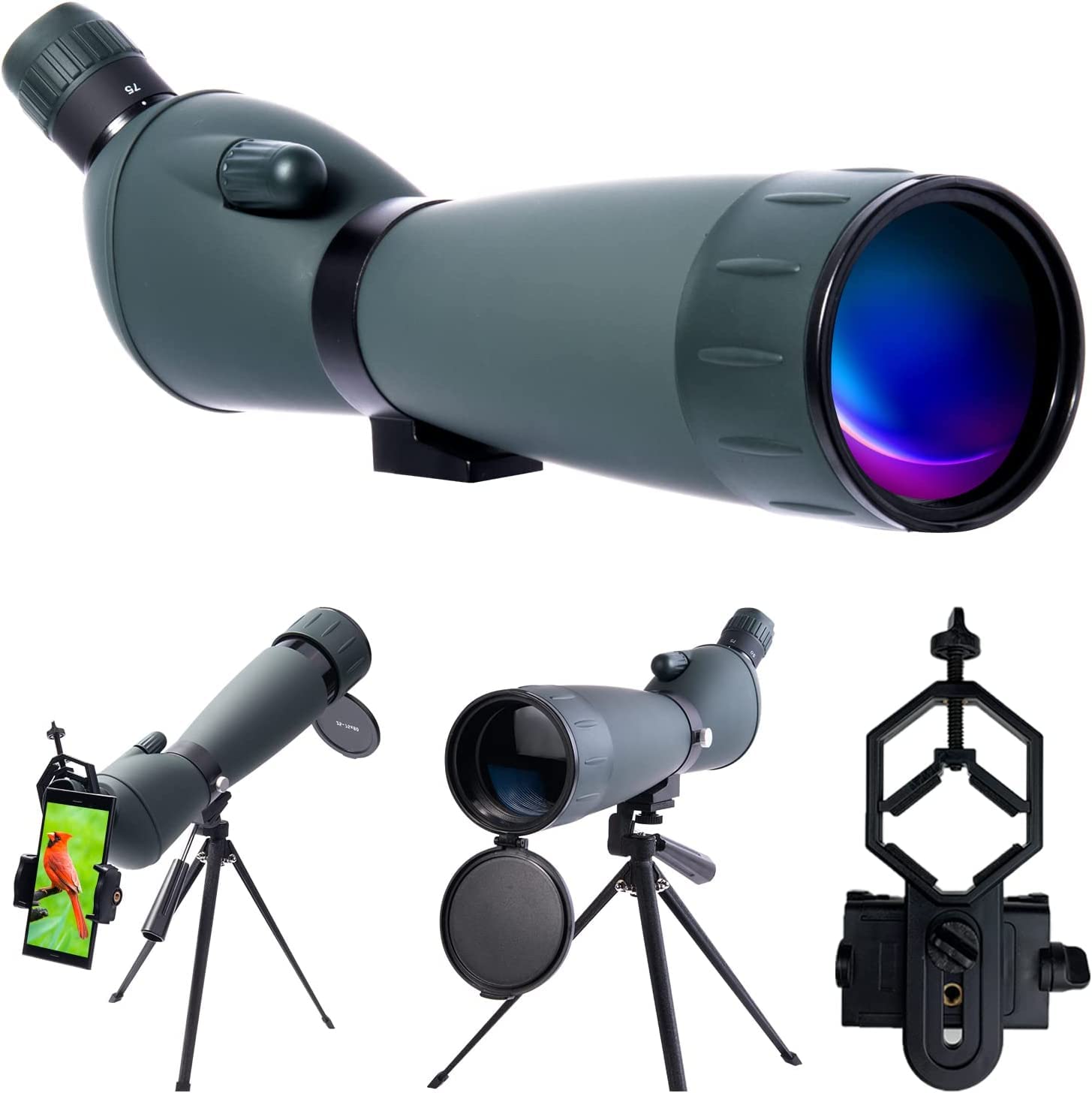 Spotting Scope 25-75x80 HD Waterproof BAK4 Prism 45 Degree Angle with Tripod (7929804292334)